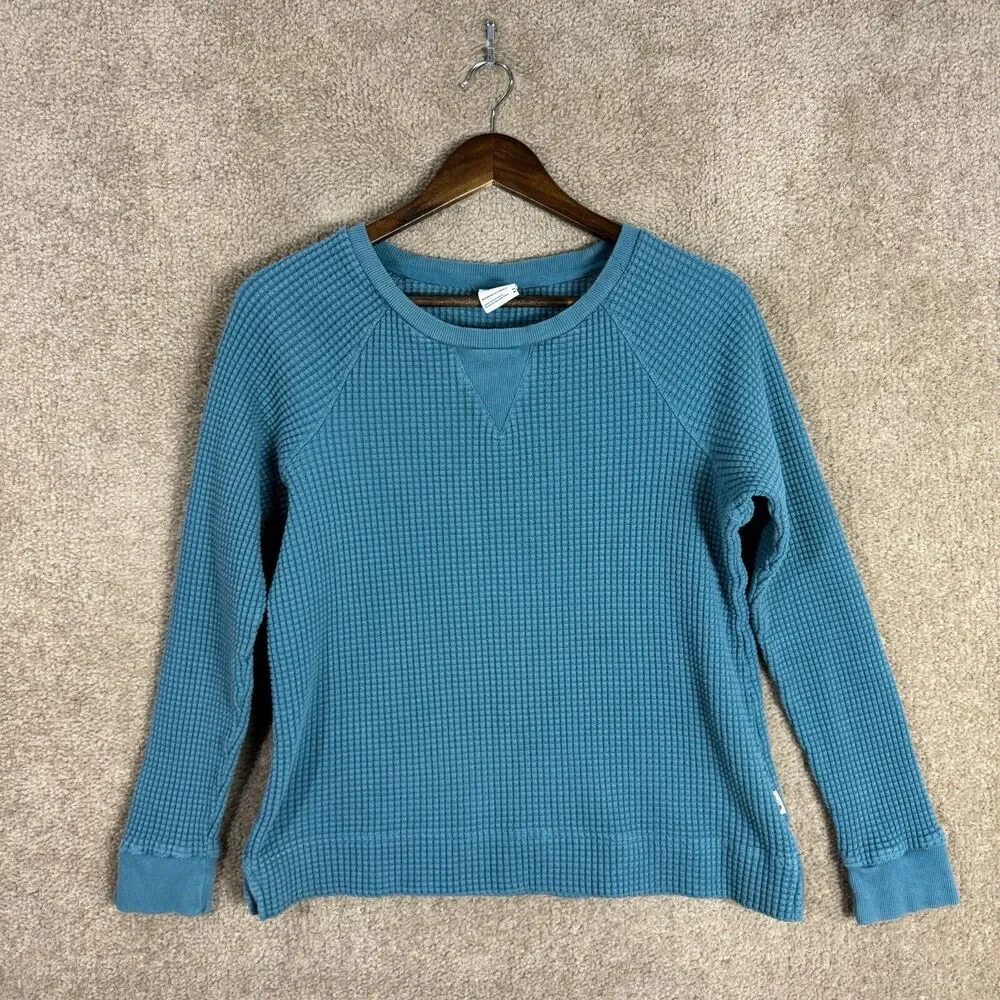 The North Face Chabot Sweater Womens Size Medium Slate Blue Crewneck Waffle Knit - Picture 2 of 10